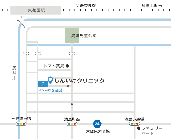 東花園駅からのアクセスと駐車場のご案内